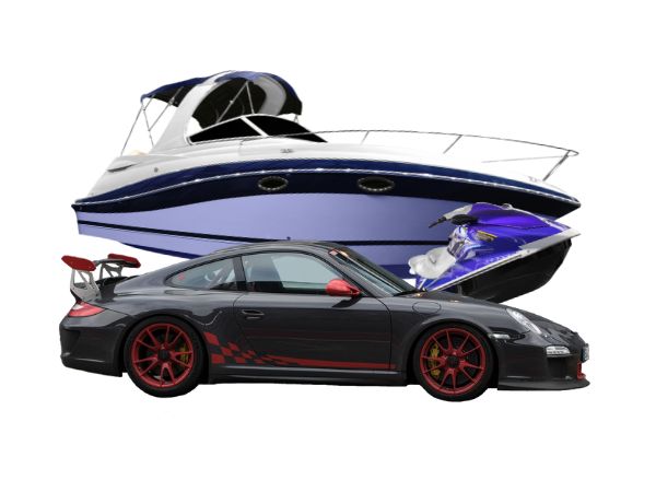 luxury car and boat